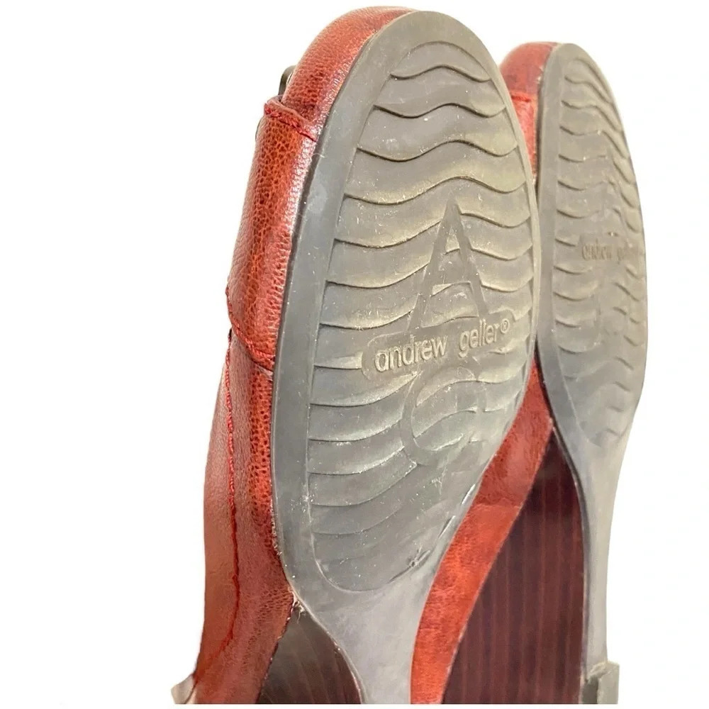 Andrew Geller NWOT Size 7 Reddish Brown with antiques Gold Buckle WEDGE Heel 2.5 - Picture 15 of 16
